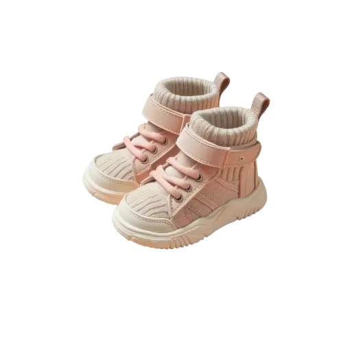 Beżowe dziecięce sneakersy dzianinowe